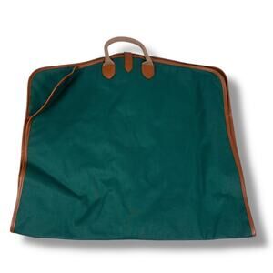 Vintage Polo Ralph Lauren Garment Bag Green Leather Trimmed Dust Cover Full Zip